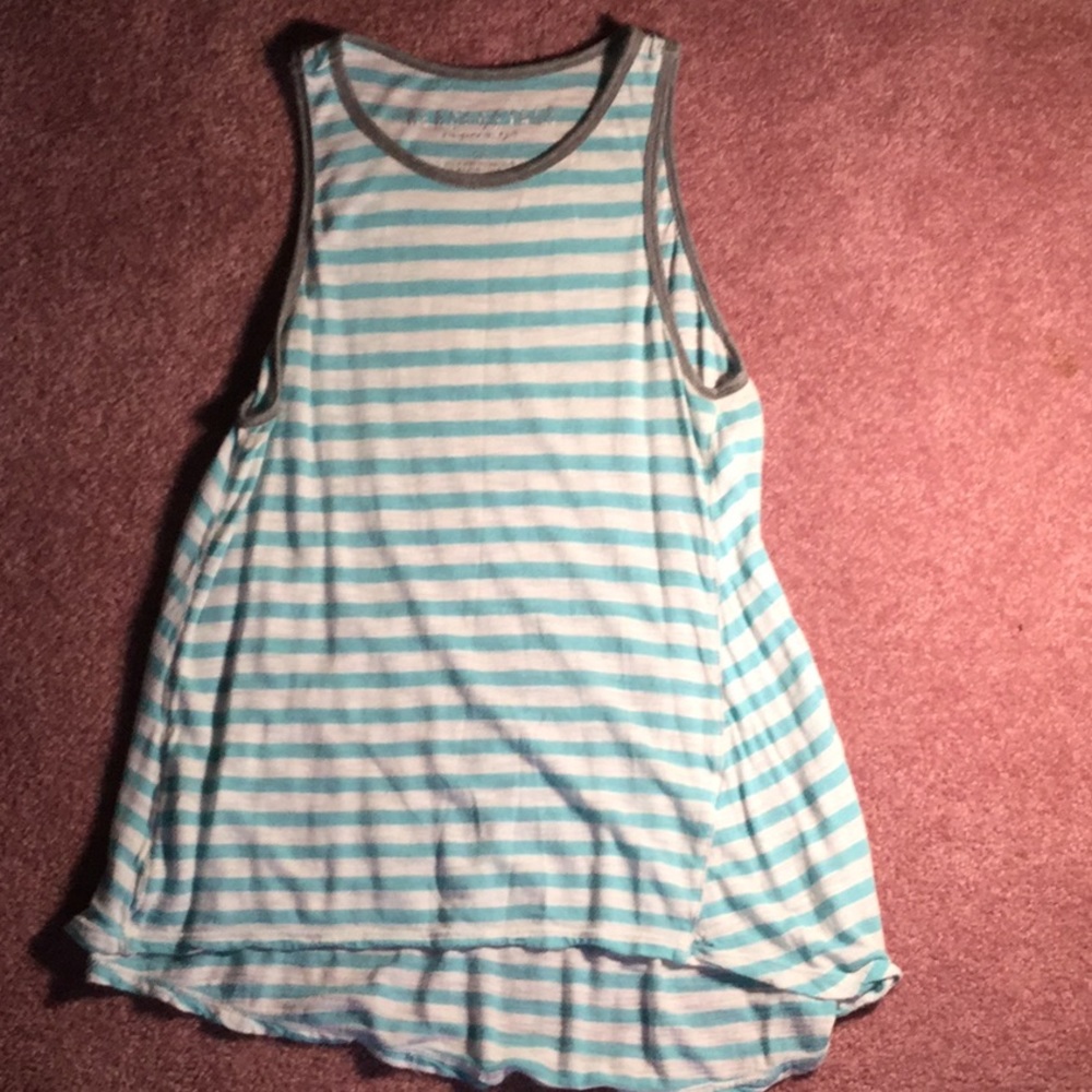 Blue and white striped tank top